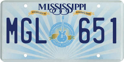 MS license plate MGL651