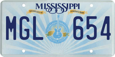 MS license plate MGL654