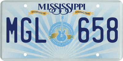 MS license plate MGL658