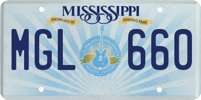 MS license plate MGL660