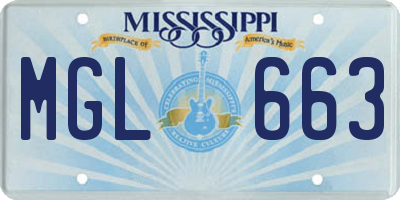 MS license plate MGL663