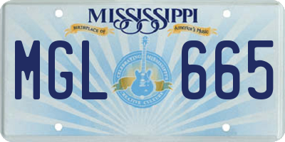 MS license plate MGL665