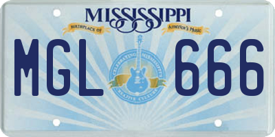 MS license plate MGL666