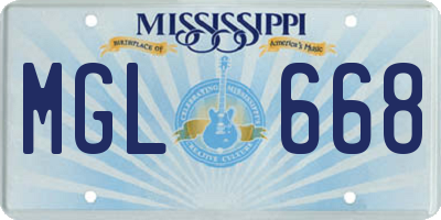 MS license plate MGL668
