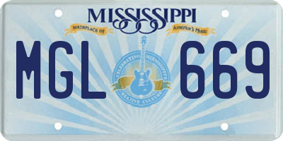 MS license plate MGL669