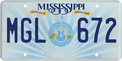 MS license plate MGL672