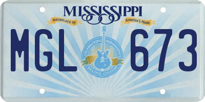 MS license plate MGL673