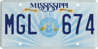 MS license plate MGL674