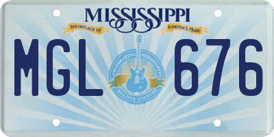 MS license plate MGL676