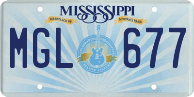 MS license plate MGL677