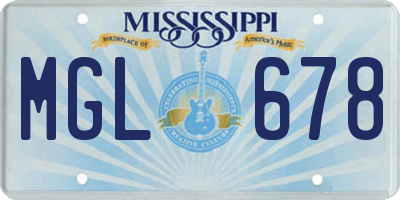 MS license plate MGL678