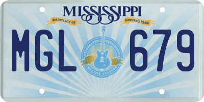 MS license plate MGL679