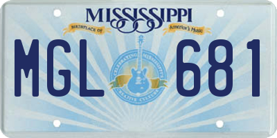 MS license plate MGL681
