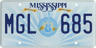 MS license plate MGL685