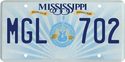 MS license plate MGL702