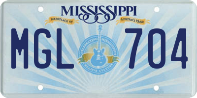 MS license plate MGL704