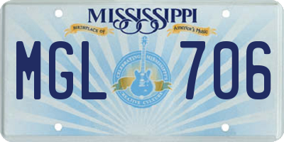MS license plate MGL706