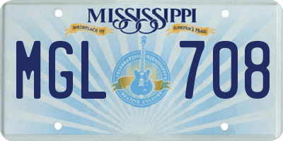 MS license plate MGL708