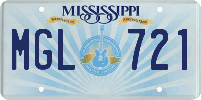 MS license plate MGL721