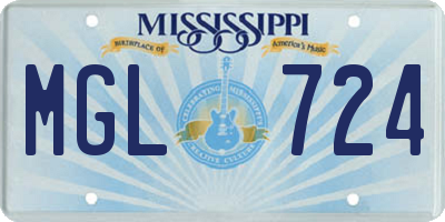 MS license plate MGL724