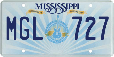 MS license plate MGL727
