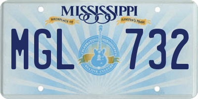 MS license plate MGL732