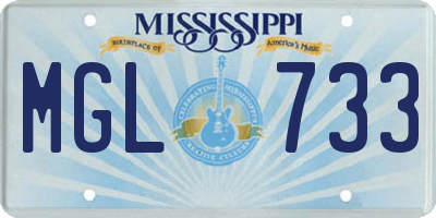 MS license plate MGL733