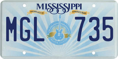 MS license plate MGL735