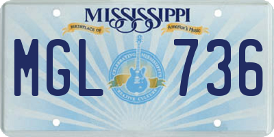 MS license plate MGL736