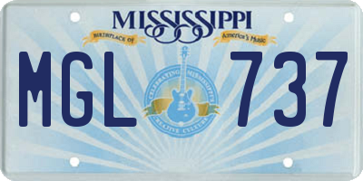 MS license plate MGL737