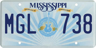 MS license plate MGL738