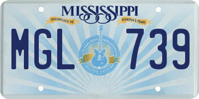 MS license plate MGL739