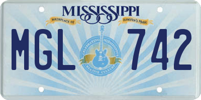 MS license plate MGL742
