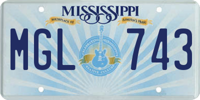 MS license plate MGL743