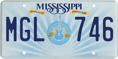 MS license plate MGL746