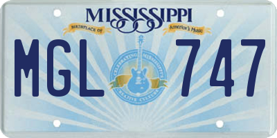 MS license plate MGL747