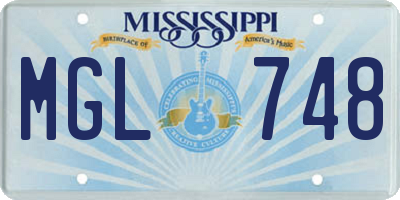 MS license plate MGL748