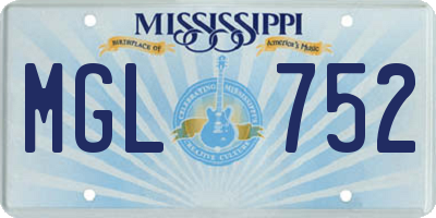 MS license plate MGL752