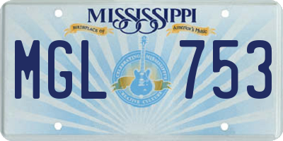 MS license plate MGL753