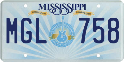 MS license plate MGL758