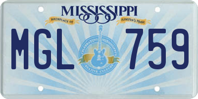 MS license plate MGL759