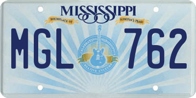 MS license plate MGL762