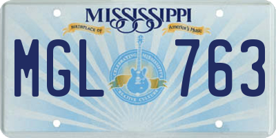 MS license plate MGL763