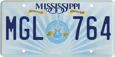 MS license plate MGL764