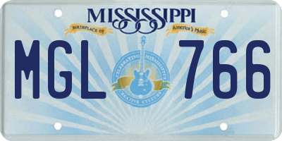 MS license plate MGL766
