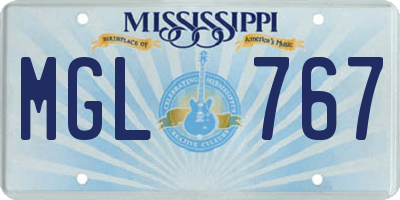 MS license plate MGL767