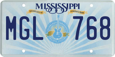 MS license plate MGL768