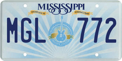 MS license plate MGL772