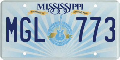 MS license plate MGL773