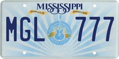 MS license plate MGL777